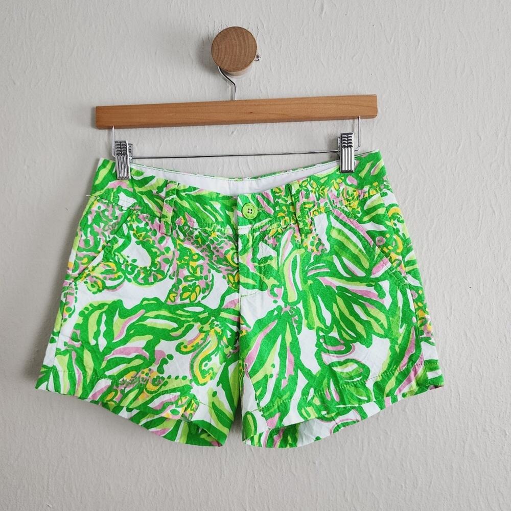 Lilly Pulitzer Callahan Shorts Seeing Elephants Pink Green Preppy Vintage 00